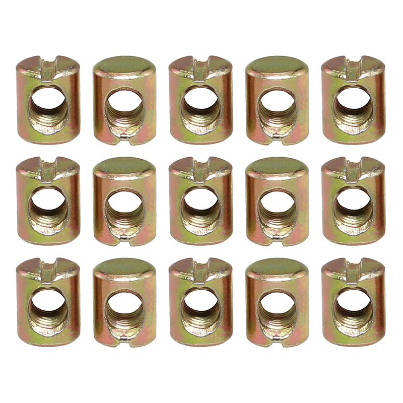 Bxian 15PCS Metric M6 Barrel Nuts Q235 Carbon Steel 10x12mm Cross Pin Hardware Replacement Slotted Fasteners for Joining Planks Kitchen Countertops Cabinet - Image 1